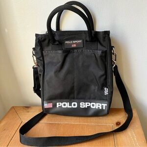 Rare Vintage 90’s Ralph Lauren Polo Sport Black Nylon Crossbody Messenger Bag